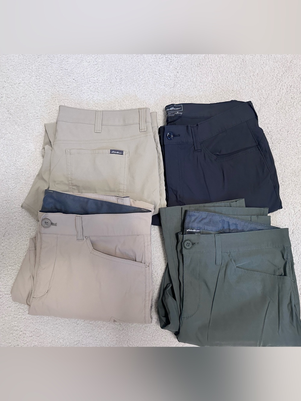 Four pair Eddie Bauer pants khaki 36x30